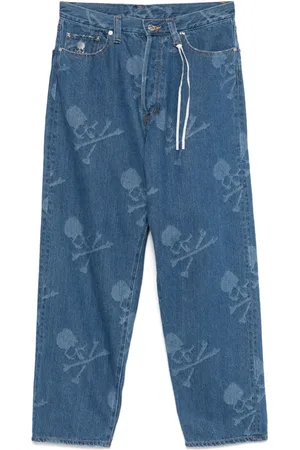 MASTERMIND JAPAN Monogram-pattern straight-leg jeans