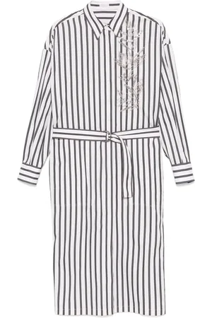 Brunello Cucinelli Floral-embroidered shirt dress