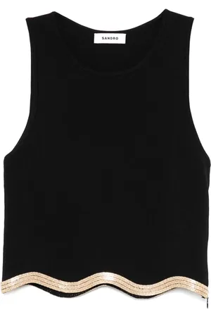 Sandro Sequin-embellished cropped top