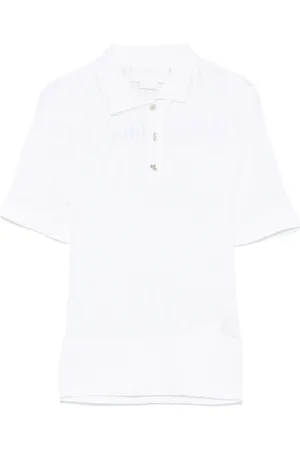 GENNY Ribbed-knit polo top