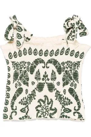 Sandro Floral-print smocked top