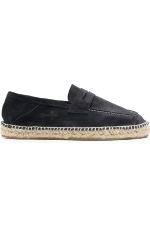 MANEBI Decorative-stitch suede espadrilles