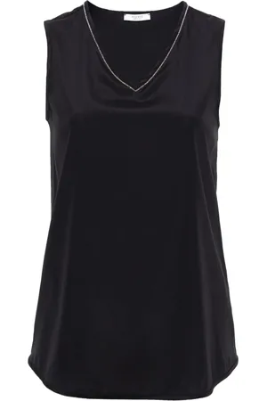 PESERICO SIGN Beaded-trim silk tank top