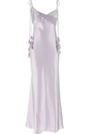 Self-Portrait Floral-appliqué satin dress