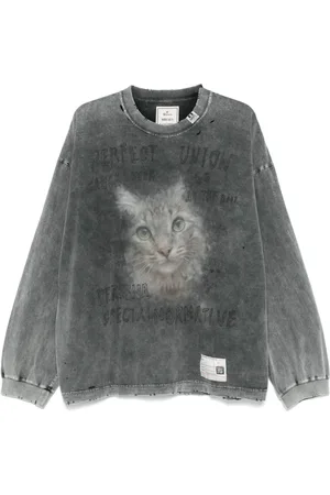 Maison Mihara Yasuhiro Bleached cat-print T-shirt