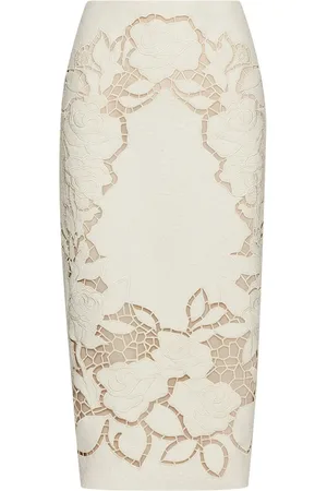 Oscar de la Renta Rose cut-out tweed skirt