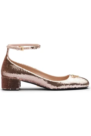 Prada 35mm triangle-logo sequin-detail pumps