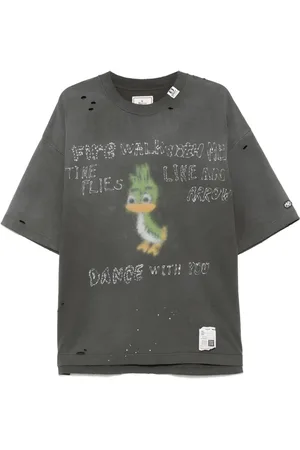 Maison Mihara Yasuhiro Leon-print distressed T-shirt