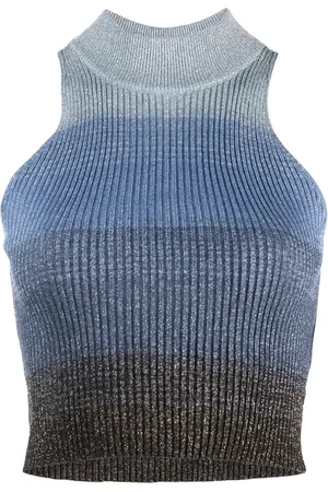 GCDS Degradé ribbed-knit cropped top