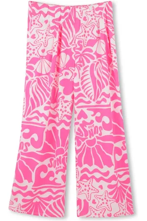 Billieblush Coral-print trousers