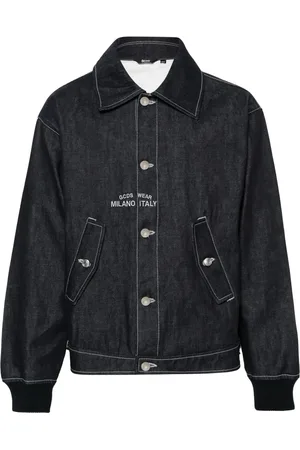 GCDS Embroidered-logo denim bomber jacket