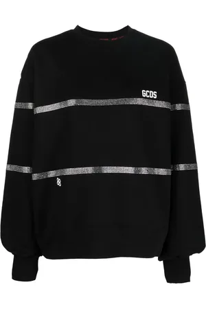 GCDS Crystal-embellished striped sweatshirt