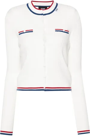 GCDS Striped-trim ribbed cardigan