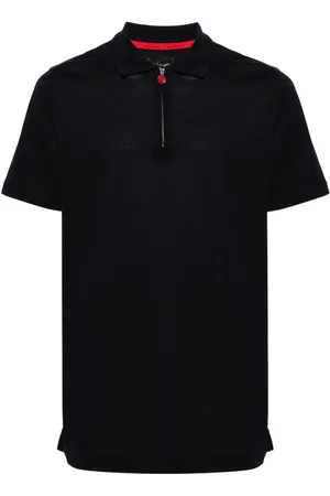Kiton Half-zip piqué polo shirt