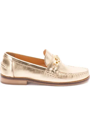 Twin-Set Metallic-leather loafers