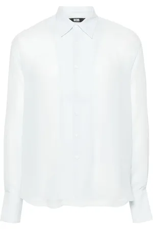 GCDS Logo-embroidered silk shirt