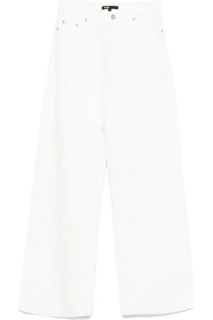 Maje Rhinestone-embellished wide-leg jeans