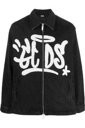 GCDS Grafitti-print cotton denim jacket