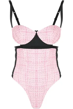 GCDS Sequin-embellished tweed bodysuit