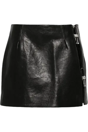 GCDS Logo-plaque leather mini skirt