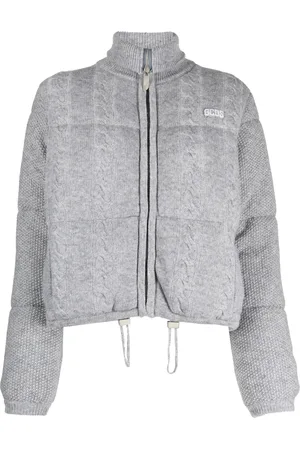GCDS Cable-knit zip-up bomber jacket