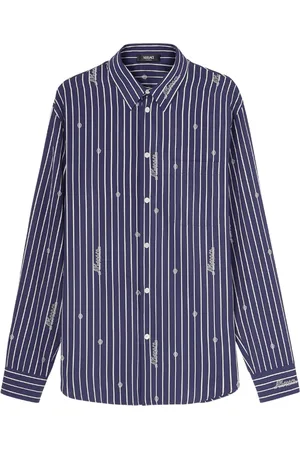VERSACE Logo-embroidered striped shirt