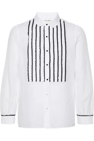 Saint Laurent Contrasting lace-detail shirt