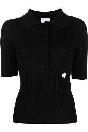 Patou Ribbed short-sleeve polo top