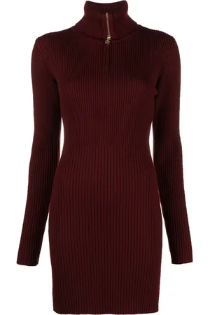 Patou Half-zip ribbed-knit minidress