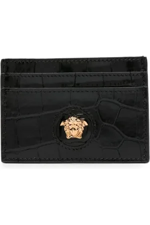 VERSACE Medusa plaque crocodile-effect cardholder