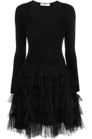 Twin-Set Long-sleeved tulle-skirt dress