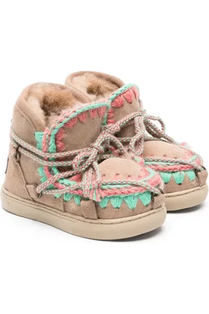 Mou Scoubidou crochet-trim suede snow boots