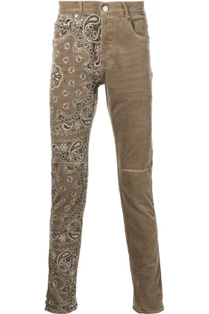 Purple Brand Corduroy bandana-print skinny jeans