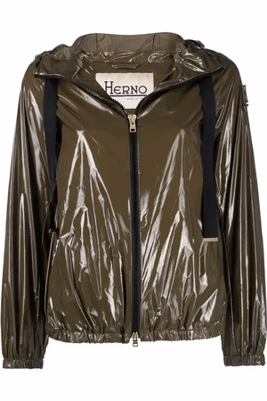 HERNO High-shine zip-up hooded jacket