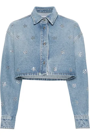 Msgm Rhinestone-embellished denim shirt