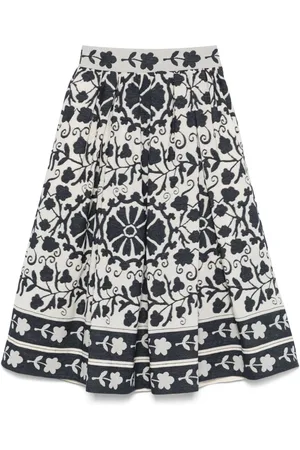 SARA ROKA Floral-jacquard skirt