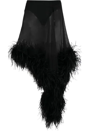 The Attico Miya feather-trimmed asymmetric skirt