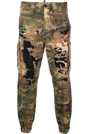Dsquared2 Stud-embellished camouflage-print trousers