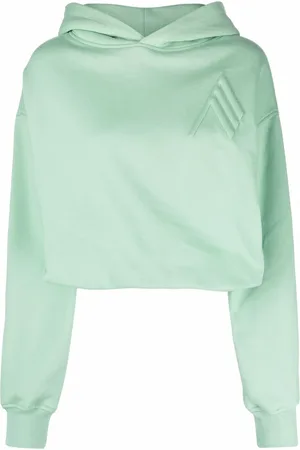 The Attico Cropped embroidered-motif hoodie