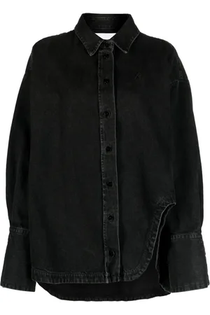 The Attico Diana logo-embroidered denim shirt