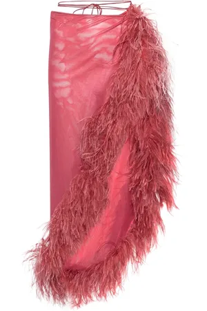 Oseree Feather-trim skirt