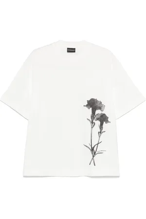 Emporio Armani Flower-embroidered T-shirt
