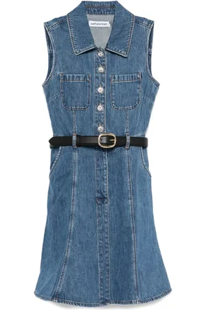 Self-Portrait Sleeveless denim mini dress