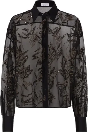 Brunello Cucinelli Flora embroidered silk shirt