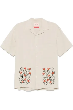 Portuguese Flannel Floral-embroidery shirt