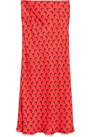Marine Serre Crescent moon-print satin midi skirt