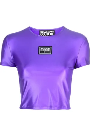 VERSACE Logo-patch cropped T-shirt