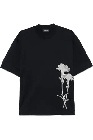 Emporio Armani Flower-embroidered T-shirt