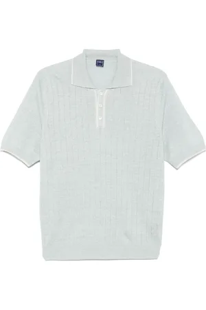 FEDELI Ribbed-knit polo shirt