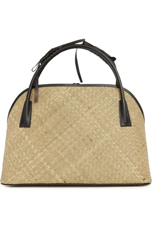Maison Margiela Interwoven leather-trim tote bag